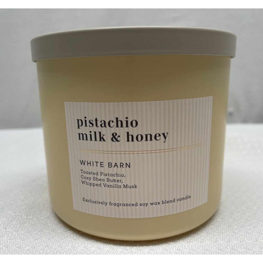 NEW White Barn PISTACHIO MILK & HONEY Large 3-Wick CANDLE 14.5 oz.